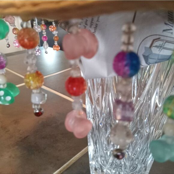 FESTIE STRAW HAT! One-of-a-kind,UV Reactive hanging Mushrooms, silk florals. - Picture 9 of 10